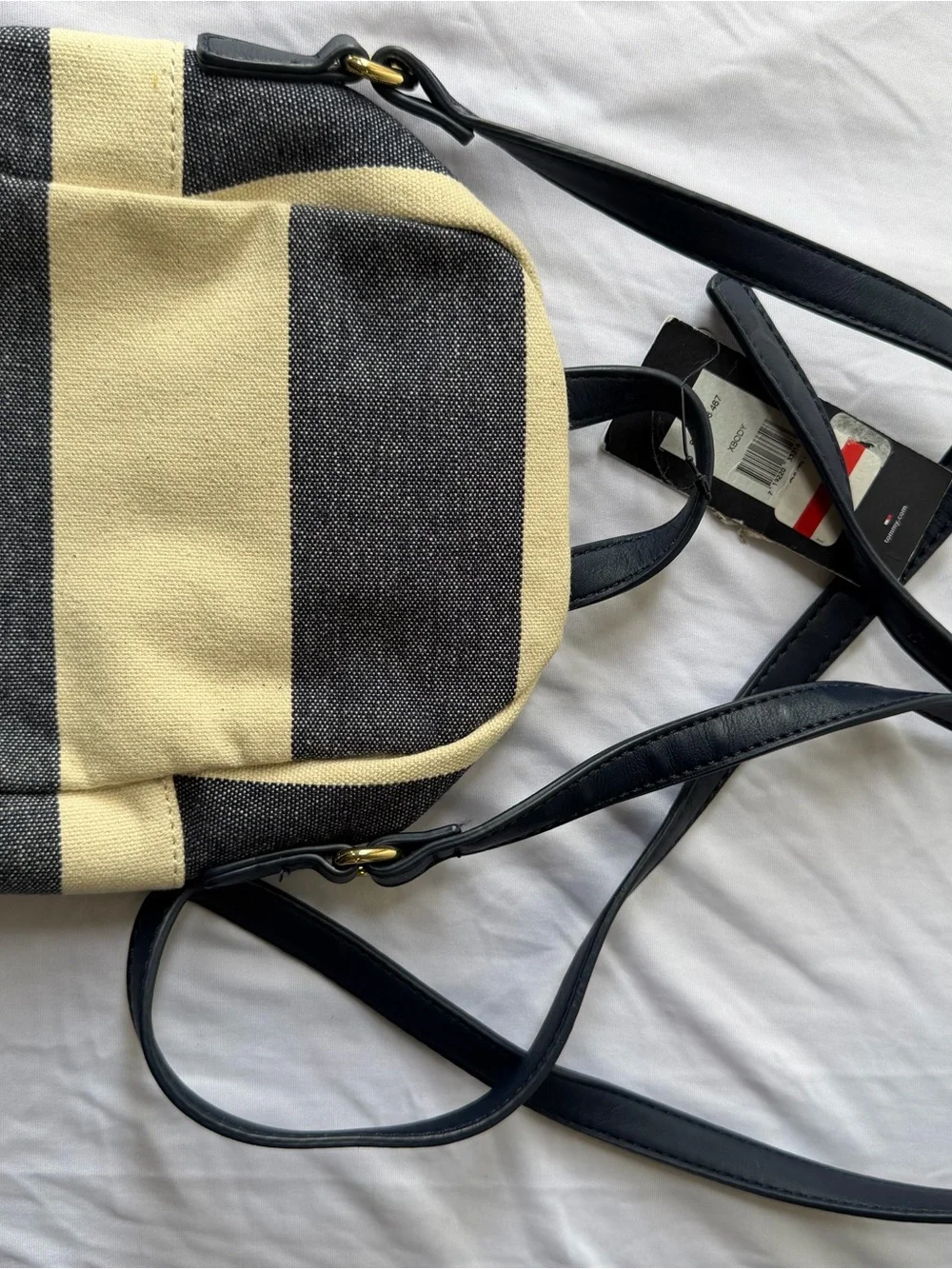 Tommy Hilfiger Striped Mini Backpack with Red Sequin Anchor